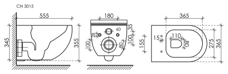 Унитаз подвесной Ceramica Nova LONG CN3015 белый с сиденьем микролифт безободковый душевой смыв